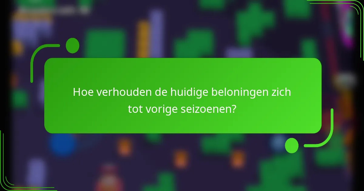 Hoe verhouden de huidige beloningen zich tot vorige seizoenen?